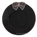Womens Ladies Wool Warm Angora Winter Diamond Bow Autumn Spring Cap Hat Beret (HW812)